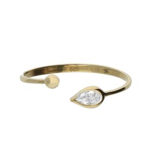 Chique – 14 karaat – Gouden Slagring – Met peervormige Zirconia –