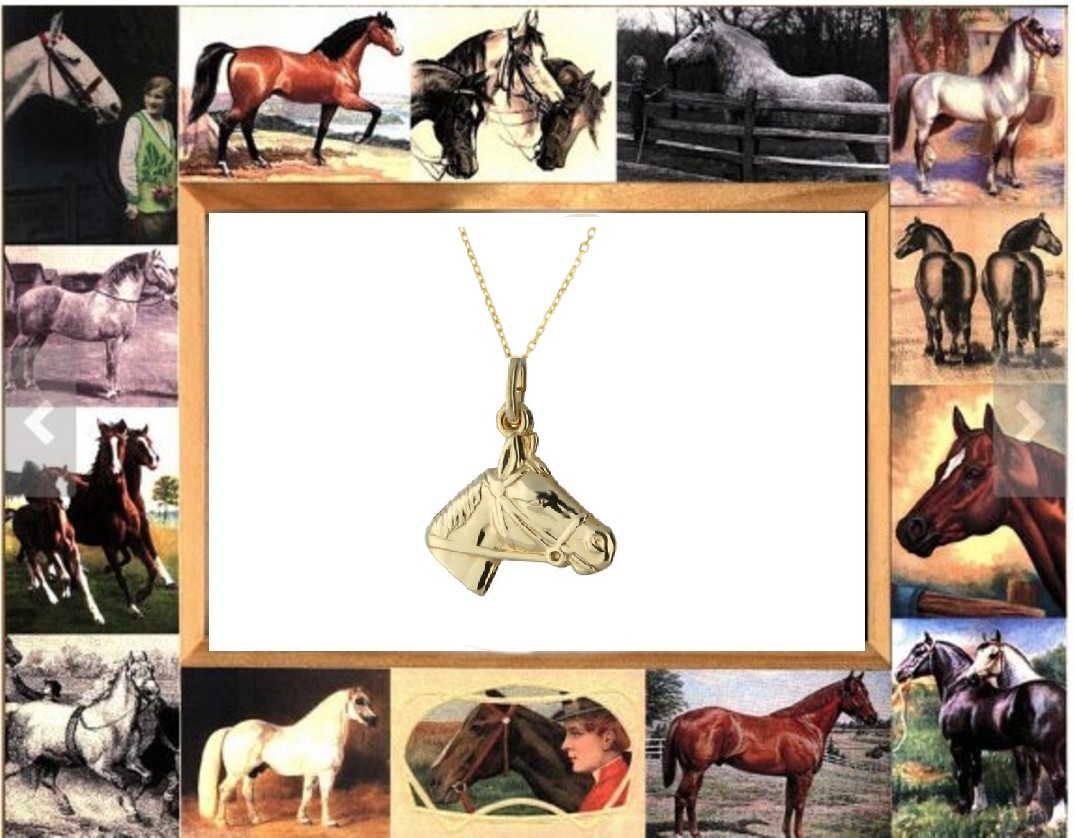Hetty’S – 14 karaat gouden paardenhoofd + 14 karaat gouden gourmet collier van 45 cm
