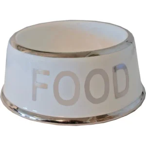 Hondeneetbak wit/zilver ”FOOD”