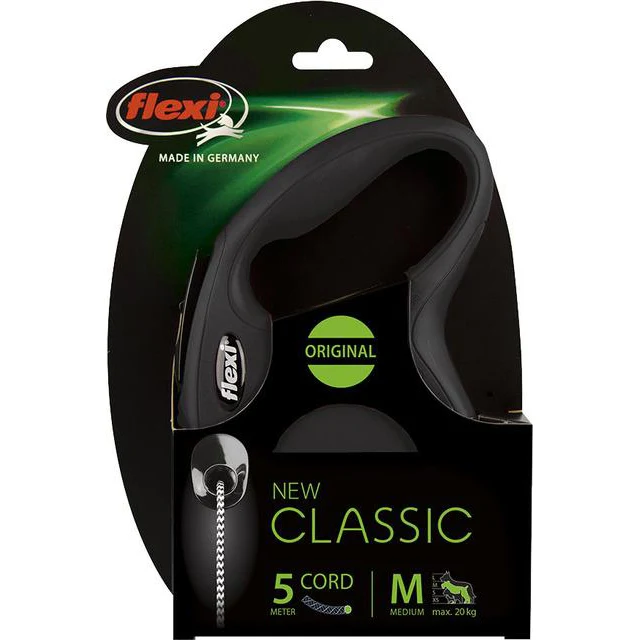 Flexi rollijn CLASSIC cord M, zwart. (5 meter)