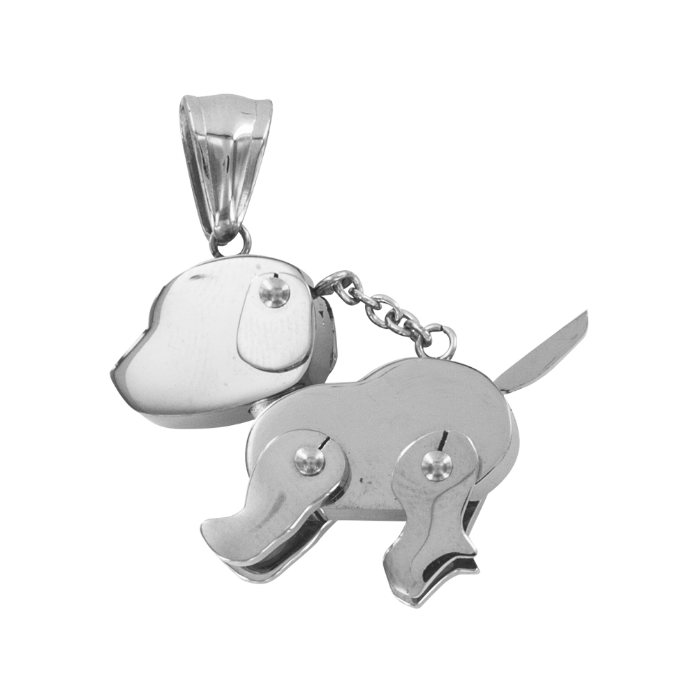 Stalen hanger van een grappige hond, compleet met collier