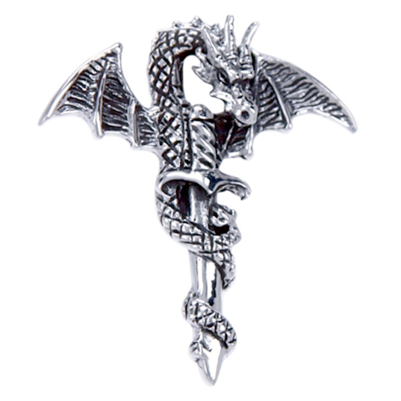 Bijzondere hanger – van een Draak met een zwaard + Collier 45 cm – 925 zilver