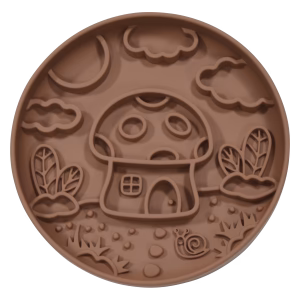 Voederbakken/Waterbakken JV House of Colors BONAPP(5th) Voerbak Paddenstoel huis antislip Siliconen Slow Feeder Hondenkom met Zuignap Bruin Ø20×4 cm