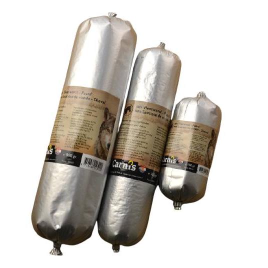 Honden voeding Carnis Gestoomde Worst paard 200/400/800 gram