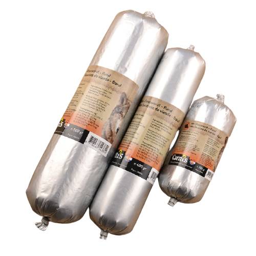 Honden voeding Carnis Gestoomde Worst Rund 200/400/800 gram