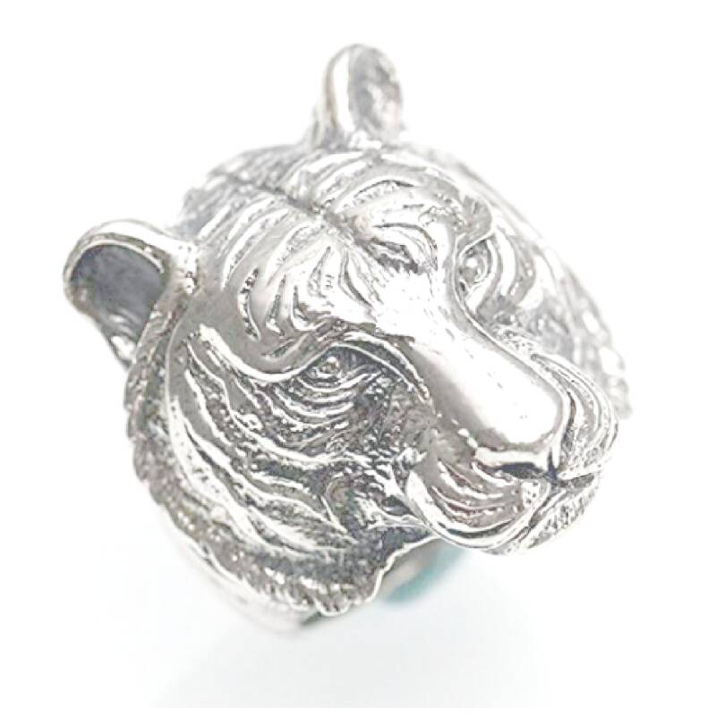 Unieke echt zilveren ring met tijger