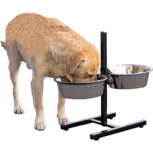 Honden voerbakken H-standaard met RVS bakken