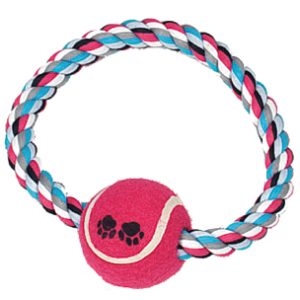 Tennisbal met touwring van flamingo