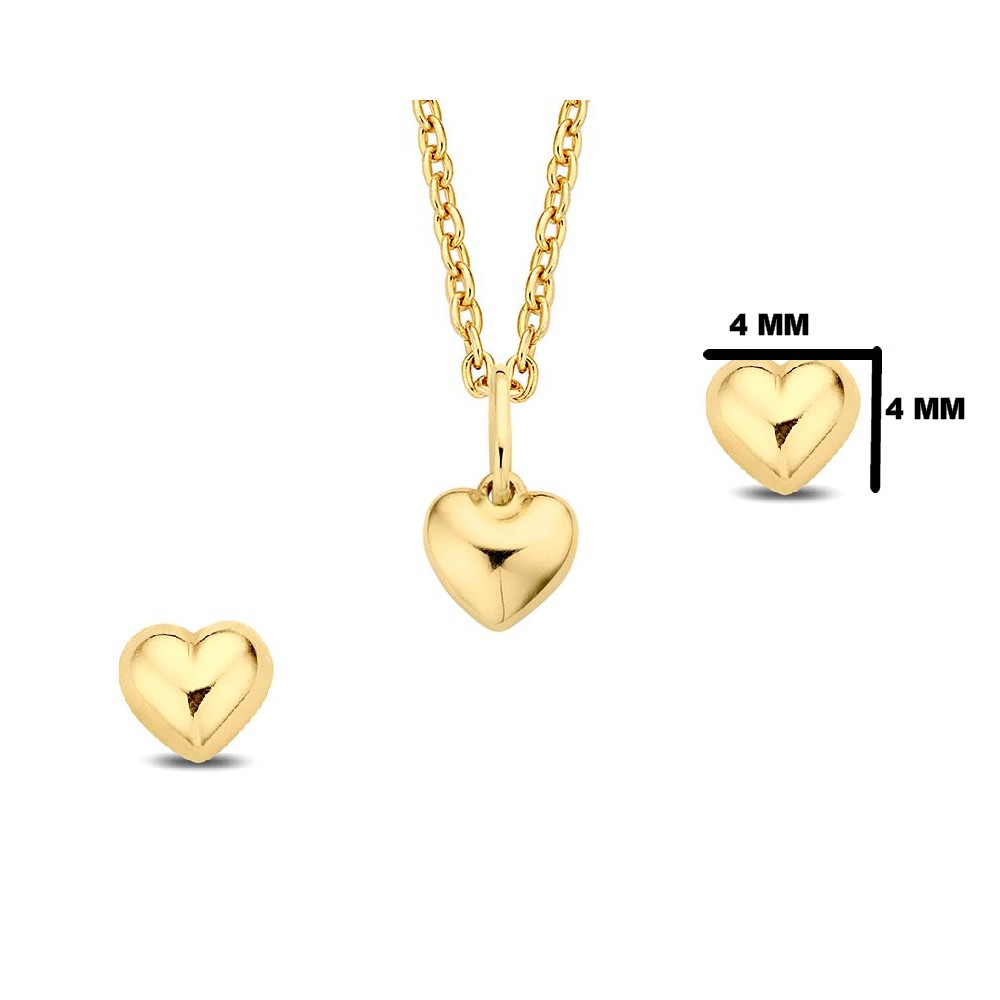 Chique set van 14 karaat goud, met collier, hanger en oorstekers