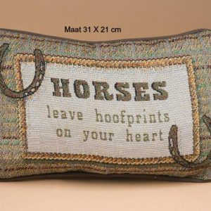 Sierkussen – Met Hoefijzers of paardenhoofd – Tekst – Multicolor – 21 Cm X 31 Cm — Paardenhoofd